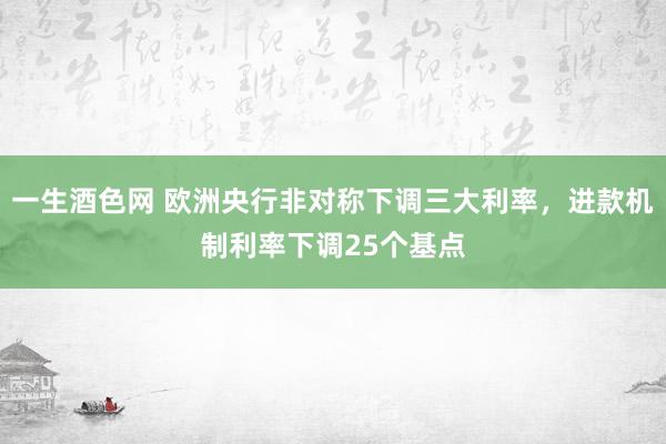 一生酒色网 欧洲央行非对称下调三大利率，进款机制利率下调25个基点