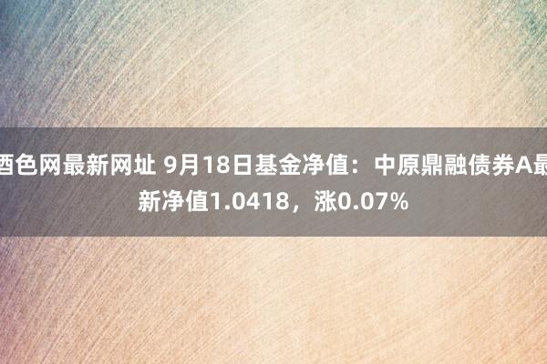 酒色网最新网址 9月18日基金净值：中原鼎融债券A最新净值1.0418，涨0.07%