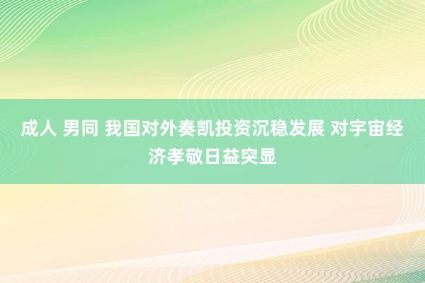 成人 男同 我国对外奏凯投资沉稳发展 对宇宙经济孝敬日益突显