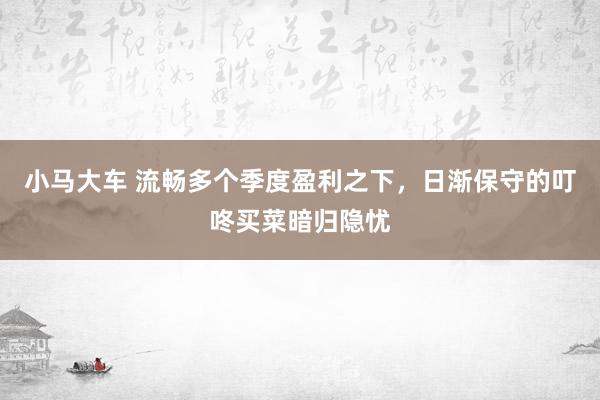 小马大车 流畅多个季度盈利之下，日渐保守的叮咚买菜暗归隐忧