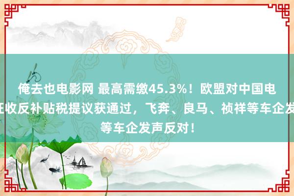 俺去也电影网 最高需缴45.3%！欧盟对中国电动汽车征收反补贴税提议获通过，飞奔、良马、祯祥等车企发声反对！