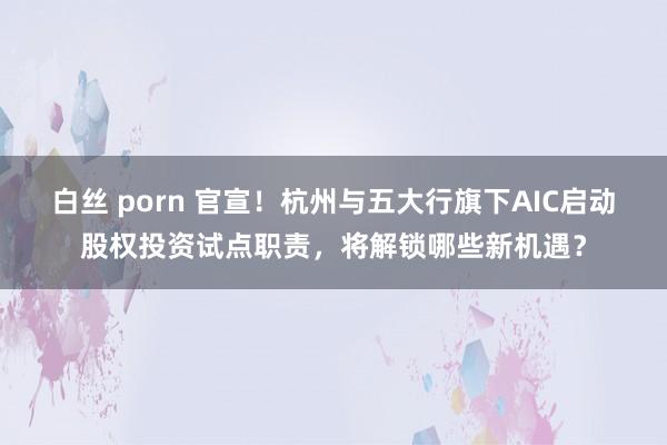 白丝 porn 官宣！杭州与五大行旗下AIC启动股权投资试点职责，将解锁哪些新机遇？