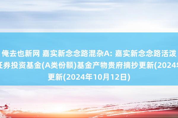 俺去也新网 嘉实新念念路混杂A: 嘉实新念念路活泼成立混杂型证券投资基金(A类份额)基金产物贵府摘抄更新(2024年10月12日)