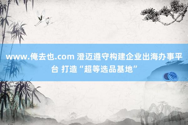 www.俺去也.com 澄迈遵守构建企业出海办事平台 打造“超等选品基地”