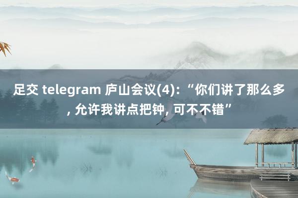 足交 telegram 庐山会议(4): “你们讲了那么多， 允许我讲点把钟， 可不不错”