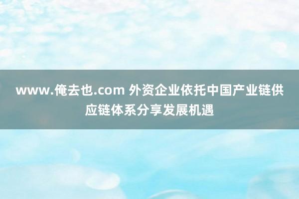 www.俺去也.com 外资企业依托中国产业链供应链体系分享发展机遇