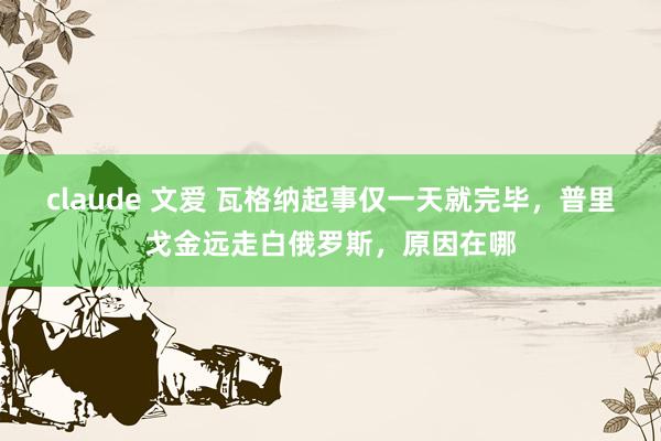 claude 文爱 瓦格纳起事仅一天就完毕，普里戈金远走白俄罗斯，原因在哪