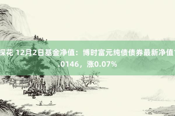 探花 12月2日基金净值：博时富元纯债债券最新净值1.0146，涨0.07%