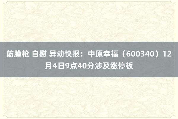 筋膜枪 自慰 异动快报：中原幸福（600340）12月4日9点40分涉及涨停板