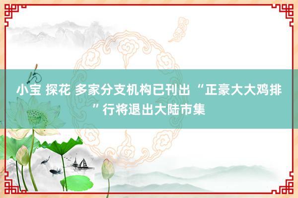 小宝 探花 多家分支机构已刊出 “正豪大大鸡排”行将退出大陆市集