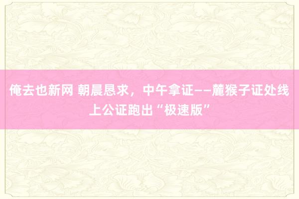 俺去也新网 朝晨恳求，中午拿证——麓猴子证处线上公证跑出“极速版”