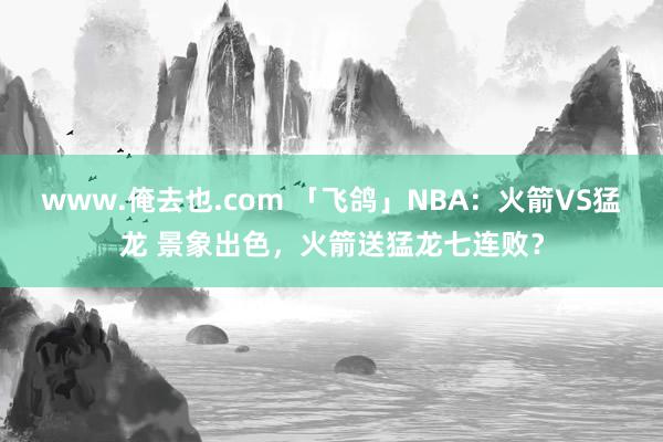 www.俺去也.com 「飞鸽」NBA：火箭VS猛龙 景象出色，火箭送猛龙七连败？