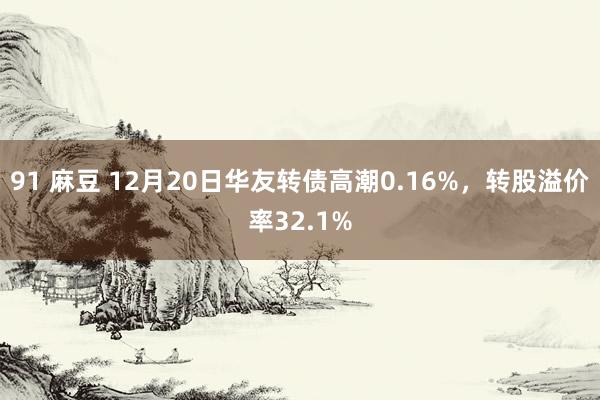 91 麻豆 12月20日华友转债高潮0.16%，转股溢价率32.1%