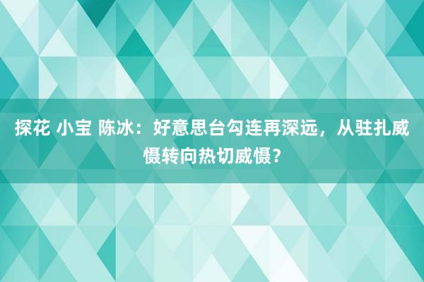 探花 小宝 陈冰：好意思台勾连再深远，从驻扎威慑转向热切威慑？