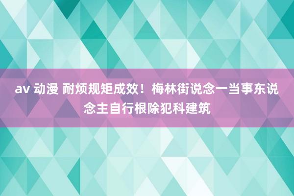 av 动漫 耐烦规矩成效！梅林街说念一当事东说念主自行根除犯科建筑