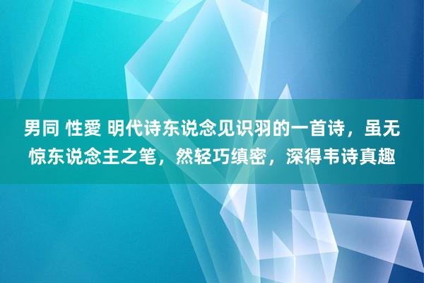 男同 性愛 明代诗东说念见识羽的一首诗，虽无惊东说念主之笔，然轻巧缜密，深得韦诗真趣