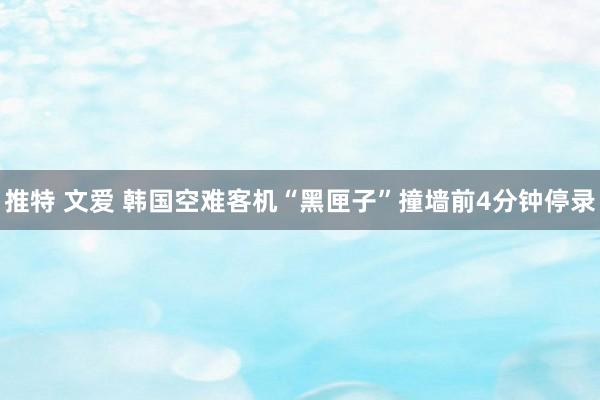 推特 文爱 韩国空难客机“黑匣子”撞墙前4分钟停录