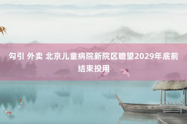 勾引 外卖 北京儿童病院新院区瞻望2029年底前结束投用