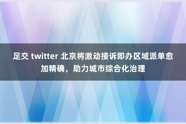 足交 twitter 北京将激动接诉即办区域派单愈加精确，助力城市综合化治理